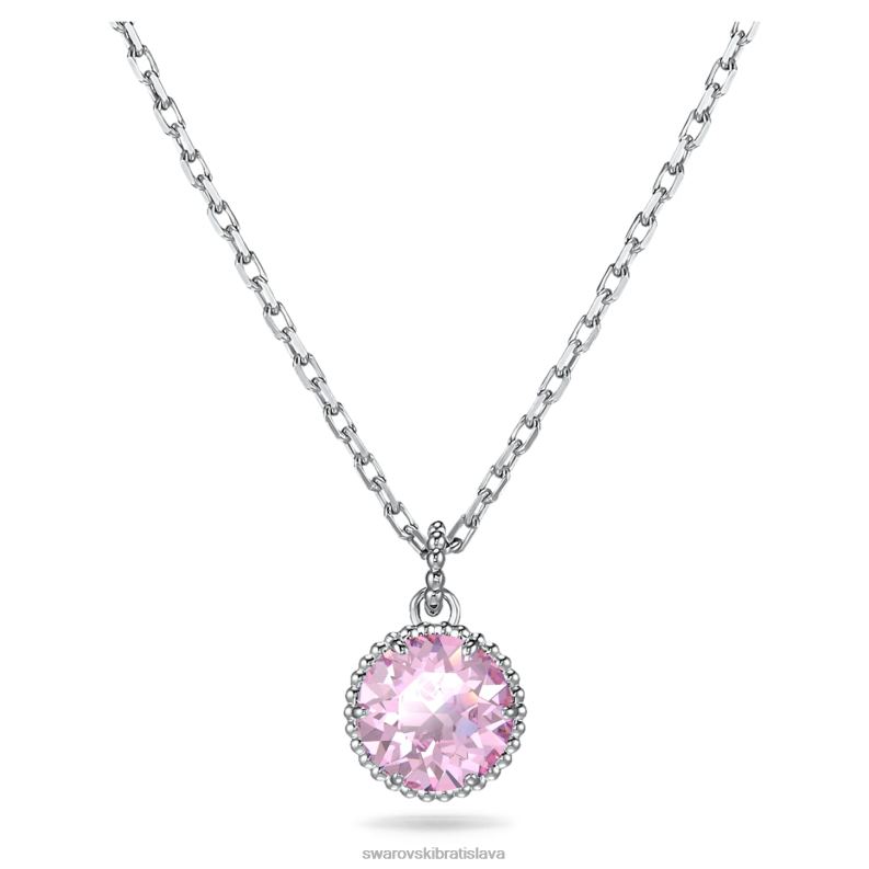 okrúhly prívesok z kameňa júnové, ružové, rhodiované B8ZNT288 Swarovski šperky