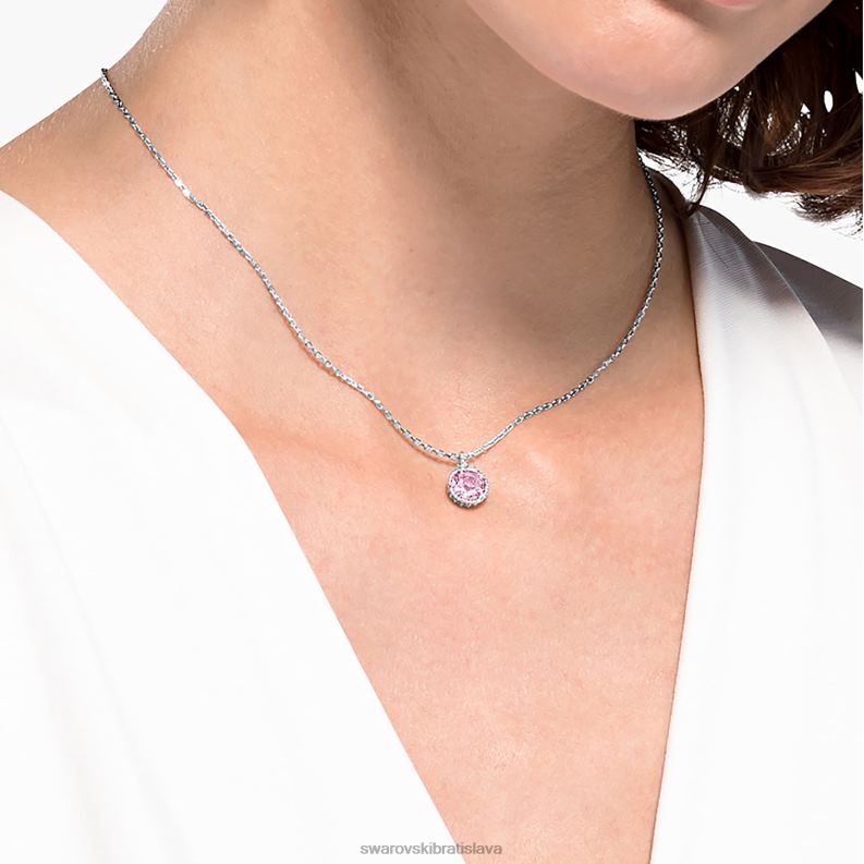okrúhly prívesok z kameňa júnové, ružové, rhodiované B8ZNT288 Swarovski šperky
