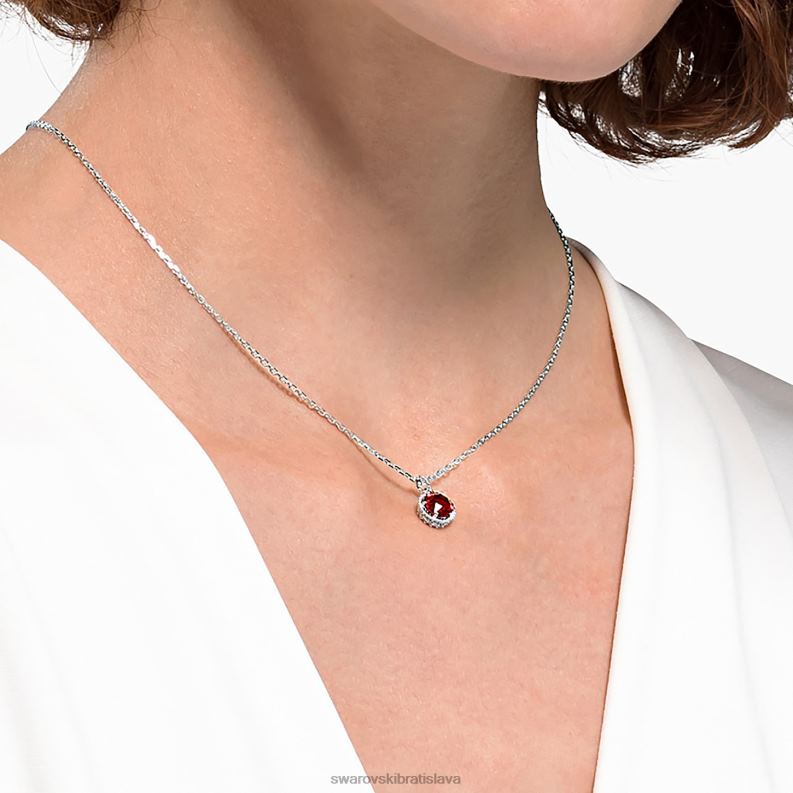 okrúhly prívesok z kameňa január, červená, rhodiovaná B8ZNT317 Swarovski šperky