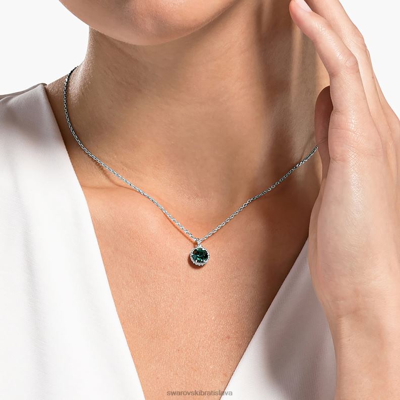 okrúhly prívesok z kameňa májová, zelená, rhodiovaná B8ZNT292 Swarovski šperky