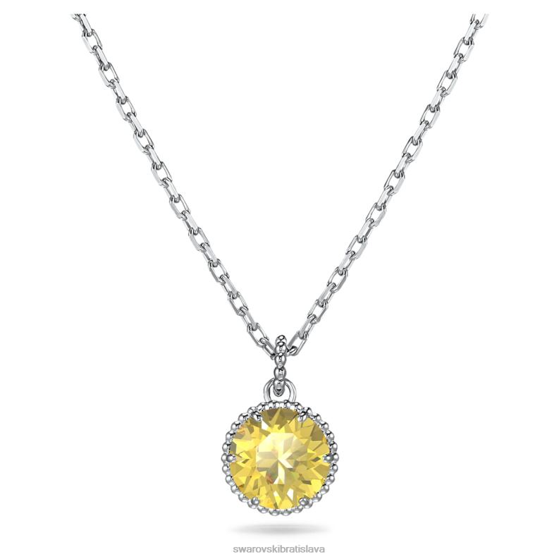 okrúhly prívesok z kameňa november, žltá, rhodiovaná B8ZNT320 Swarovski šperky
