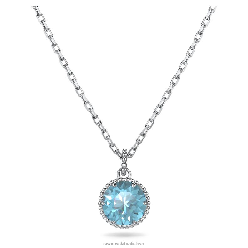 okrúhly prívesok z kameňa pochodové, modré, rhodiované B8ZNT299 Swarovski šperky