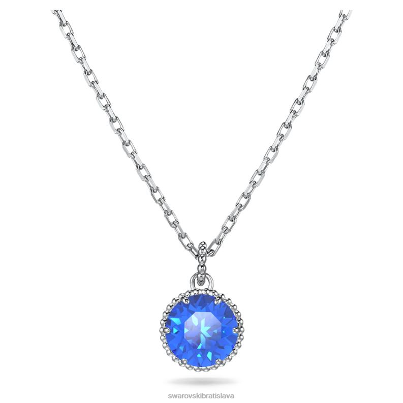 okrúhly prívesok z kameňa september, modrá, rhodiovaná B8ZNT321 Swarovski šperky