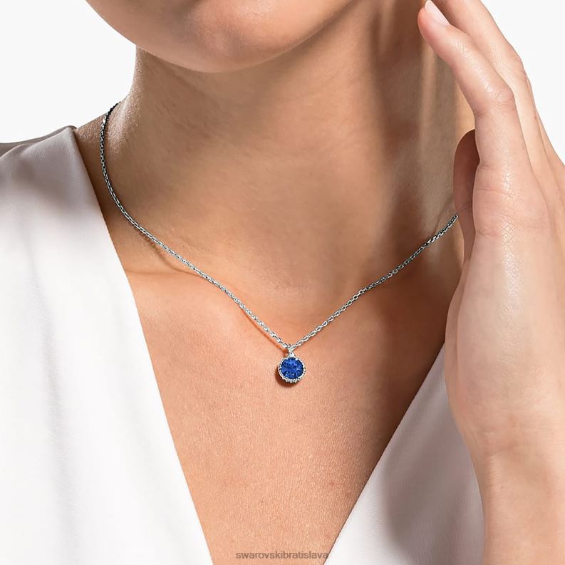 okrúhly prívesok z kameňa september, modrá, rhodiovaná B8ZNT321 Swarovski šperky