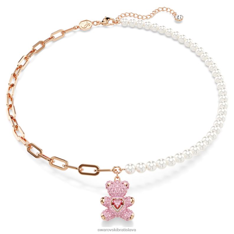 plyšový prívesok medvedí, ružové, pozlátené ružovým zlatom B8ZNT273 Swarovski šperky