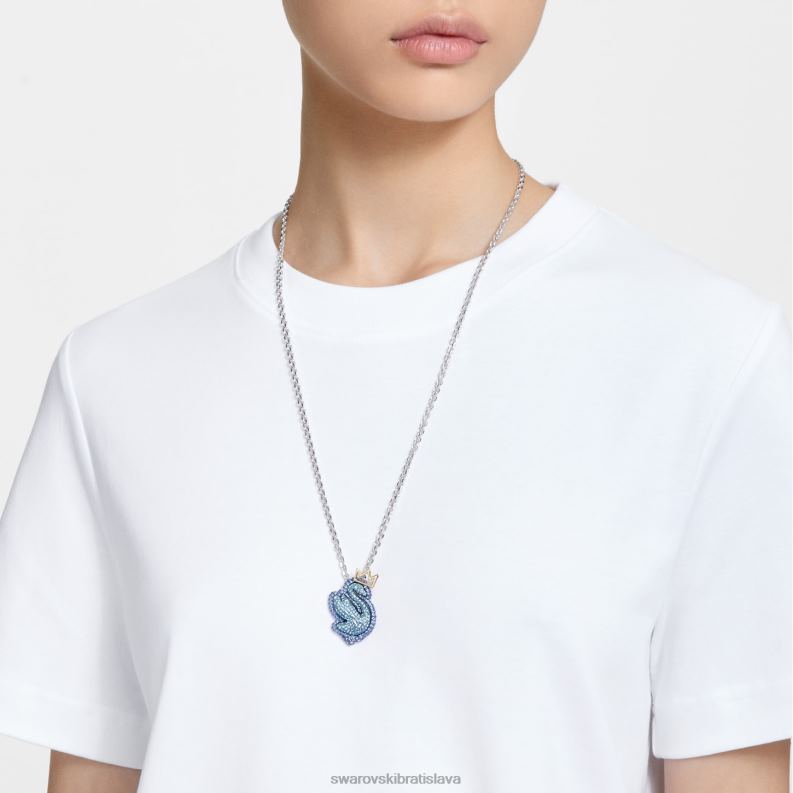popový prívesok labuť labuť, modrá, rhodiovaná B8ZNT291 Swarovski šperky