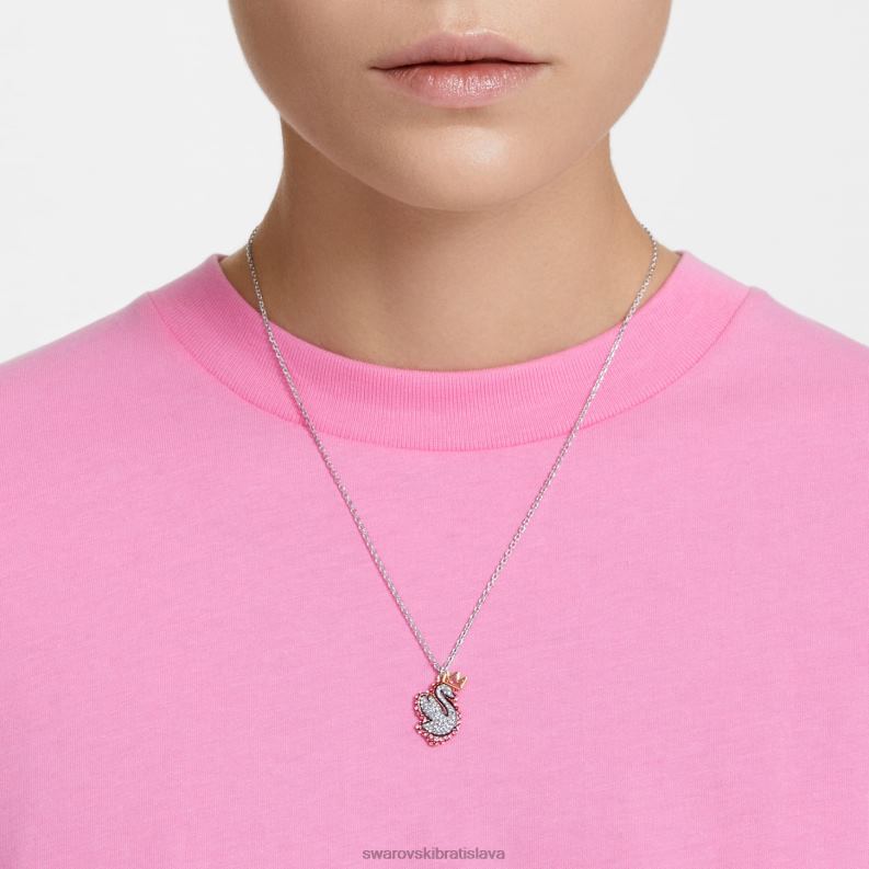 popový prívesok labuť labuť, ružová, rhodiovaná B8ZNT268 Swarovski šperky
