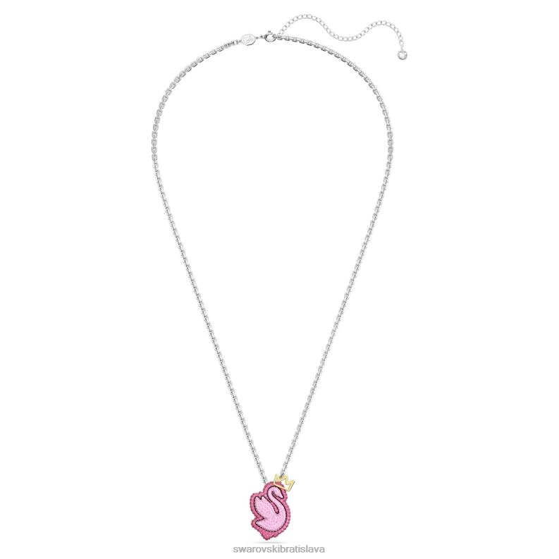 popový prívesok labuť labuť, ružová, rhodiovaná B8ZNT318 Swarovski šperky