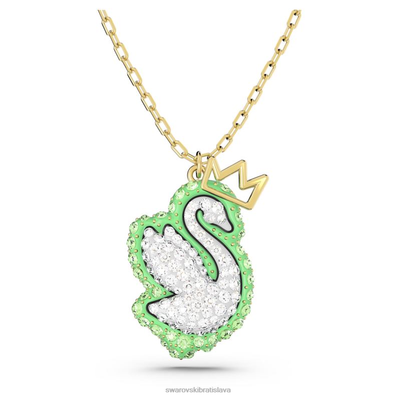 popový prívesok labuť labuť, zelená, pozlátená B8ZNT313 Swarovski šperky
