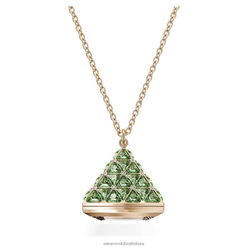 príveskové hodinky trojuholníkový strih, zelená, šampanské zlaté prevedenie B8ZNT224 Swarovski šperky