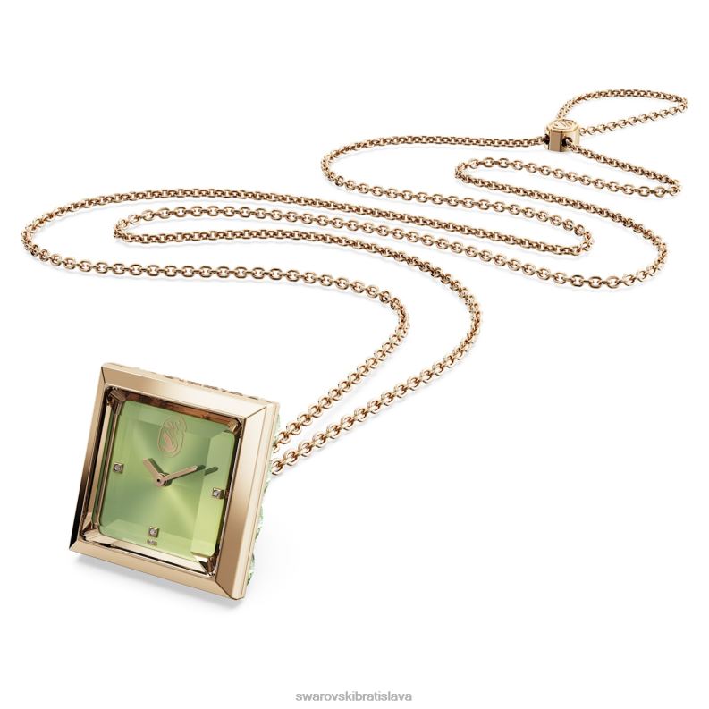 príveskové hodinky trojuholníkový strih, zelená, šampanské zlaté prevedenie B8ZNT224 Swarovski šperky