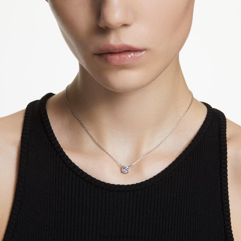 prívesok constella okrúhly výbrus, biely, rhodiovaný B8ZNT169 Swarovski šperky