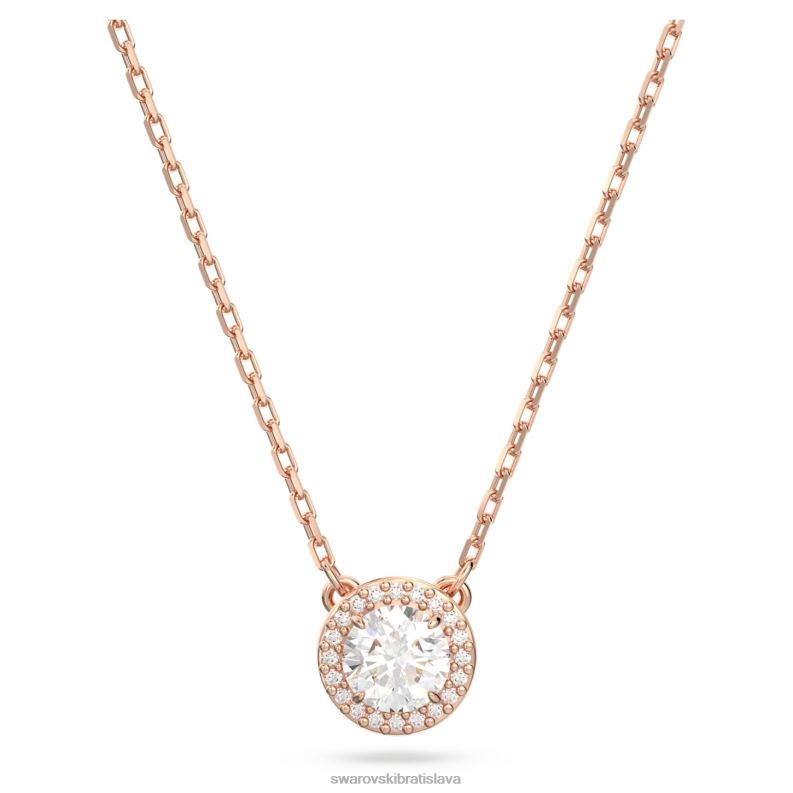 prívesok constella okrúhly výbrus, dlažba, biela, pozlátená ružovým zlatom B8ZNT206 Swarovski šperky