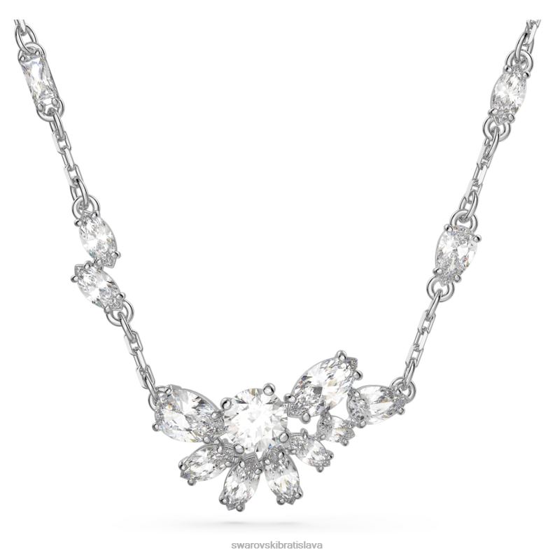 prívesok gema zmiešané rezy, kvet, biela, rhodiované B8ZNT194 Swarovski šperky