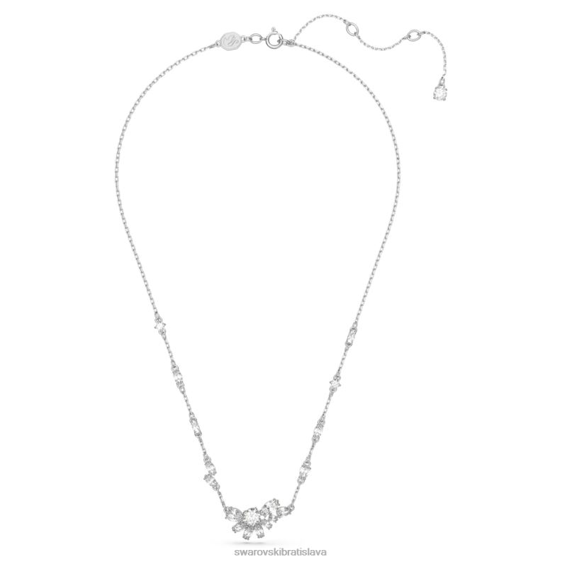 prívesok gema zmiešané rezy, kvet, biela, rhodiované B8ZNT194 Swarovski šperky