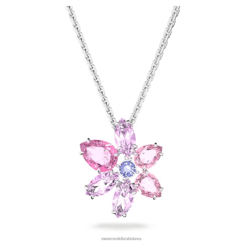 prívesok gema zmiešané strihy, kvetinové, ružové, rhodiované B8ZNT161 Swarovski šperky