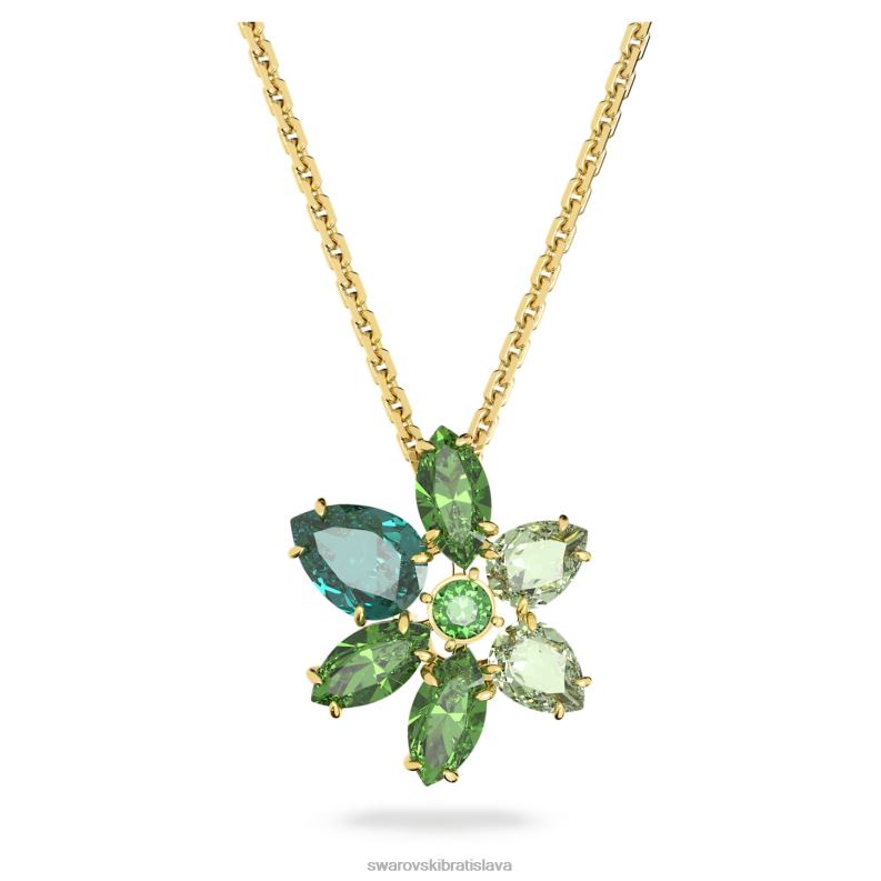 prívesok gema zmiešané strihy, kvetinové, zelené, pozlátené B8ZNT163 Swarovski šperky