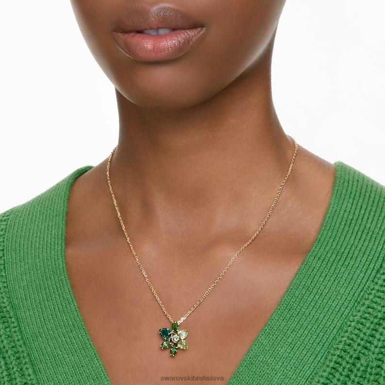 prívesok gema zmiešané strihy, kvetinové, zelené, pozlátené B8ZNT163 Swarovski šperky