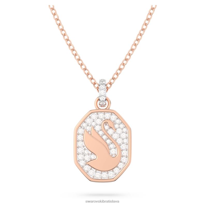 prívesok signum labuť, biela, pozlátená ružovým zlatom B8ZNT265 Swarovski šperky