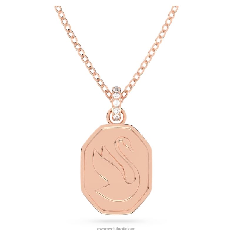 prívesok signum labuť, biela, pozlátená ružovým zlatom B8ZNT265 Swarovski šperky