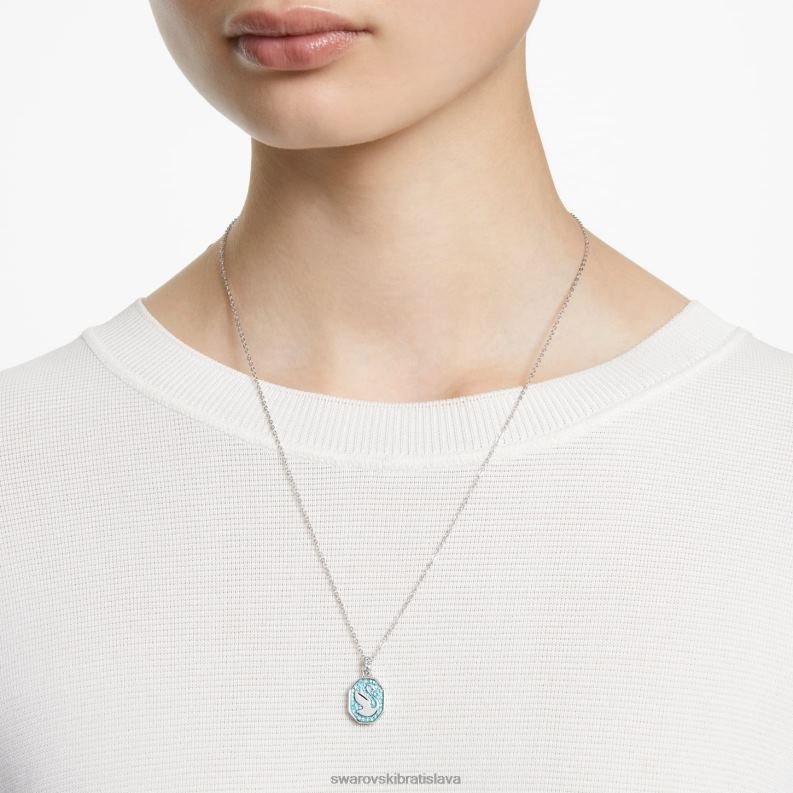 prívesok signum labuť, modrá, rhodiovaná B8ZNT286 Swarovski šperky