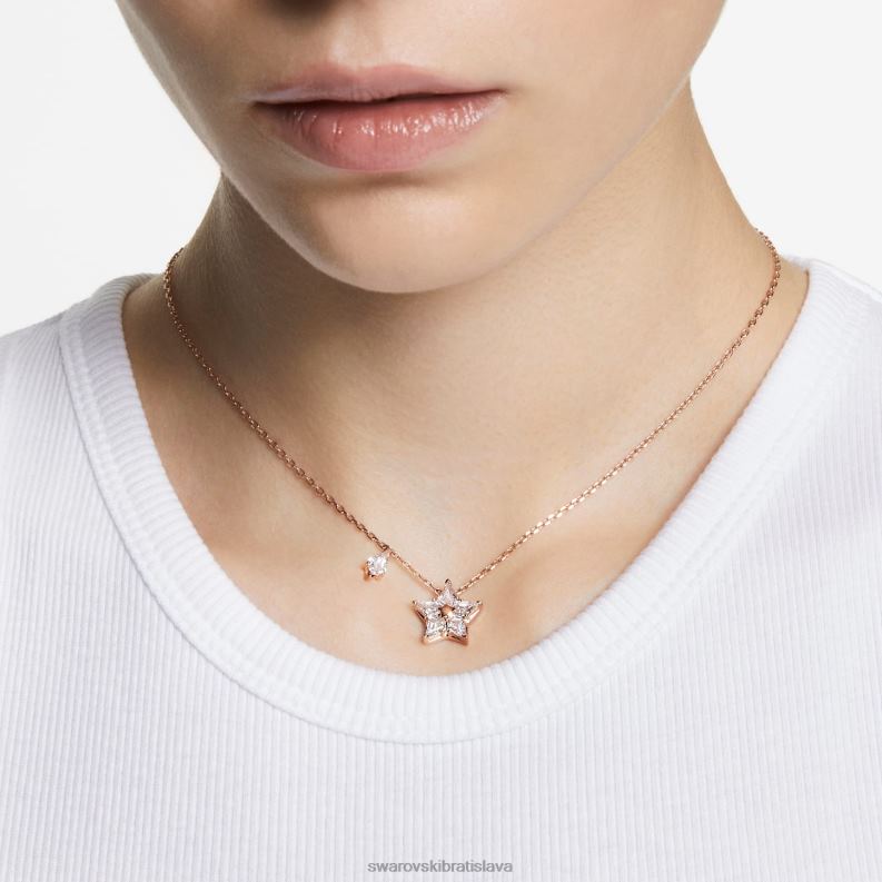 prívesok stella kite strih, hviezdicový, biely, pozlátený ružovým zlatom B8ZNT287 Swarovski šperky