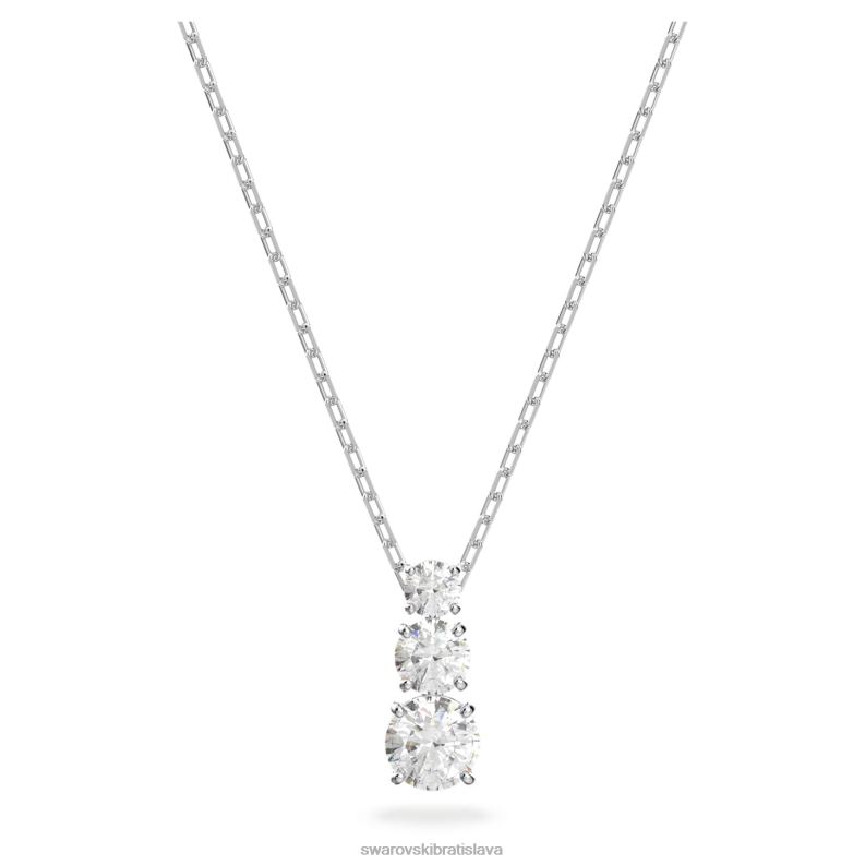 prilákať prívesok trilógie okrúhly výbrus, biely, rhodiovaný B8ZNT173 Swarovski šperky