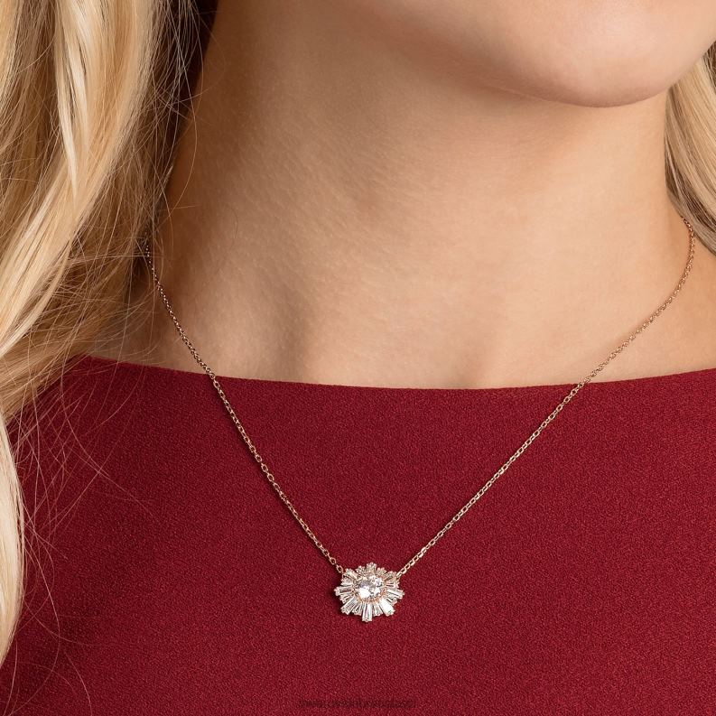 slnečný prívesok zmiešané strihy, slnko, biele, pozlátené ružovým zlatom B8ZNT178 Swarovski šperky