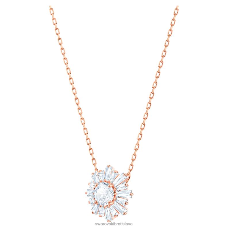 slnečný prívesok zmiešané strihy, slnko, biele, pozlátené ružovým zlatom B8ZNT178 Swarovski šperky
