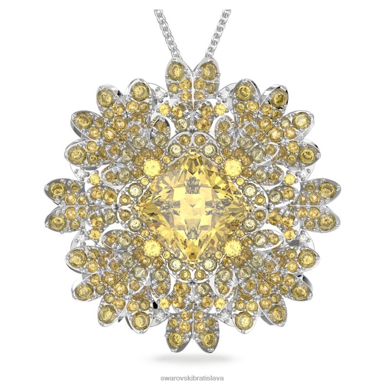 večný kvetinový prívesok a brošňa kvet, žltá, povrchová úprava zmiešaný kov B8ZNT229 Swarovski šperky