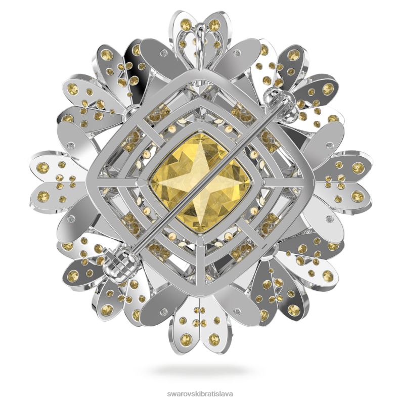 večný kvetinový prívesok a brošňa kvet, žltá, povrchová úprava zmiešaný kov B8ZNT229 Swarovski šperky