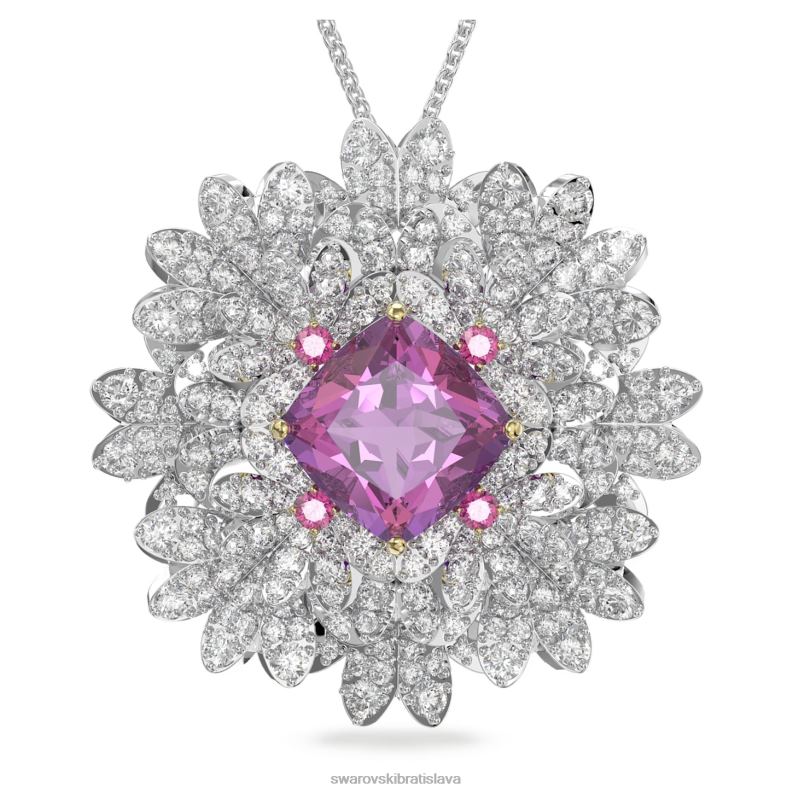 večný kvetinový prívesok a brošňa kvetina, ružová, povrchová úprava zmiešaný kov B8ZNT336 Swarovski šperky