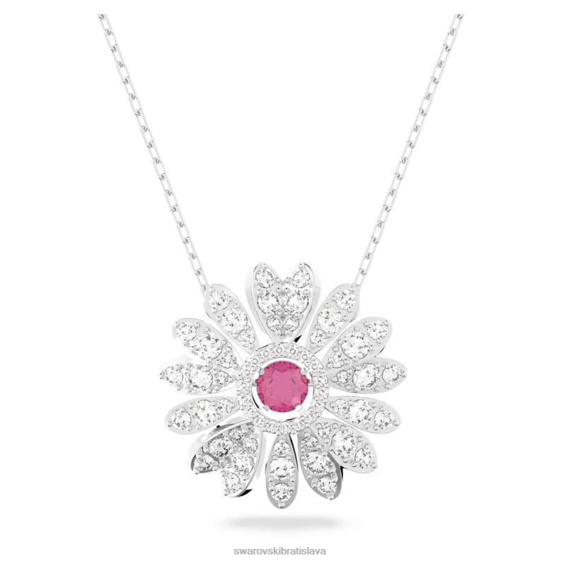 večný kvetinový prívesok kvet, ružový, rhodiovaný B8ZNT289 Swarovski šperky