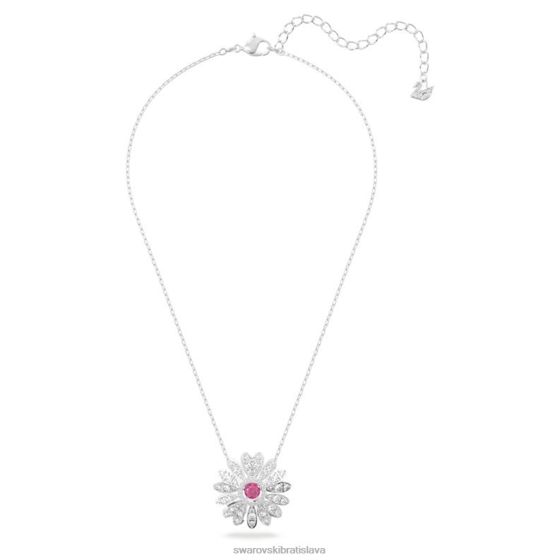 večný kvetinový prívesok kvet, ružový, rhodiovaný B8ZNT289 Swarovski šperky