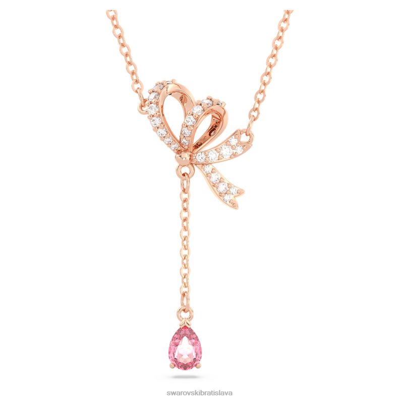 volta y prívesok mašľa, ružová, pozlátená ružovým zlatom B8ZNT247 Swarovski šperky