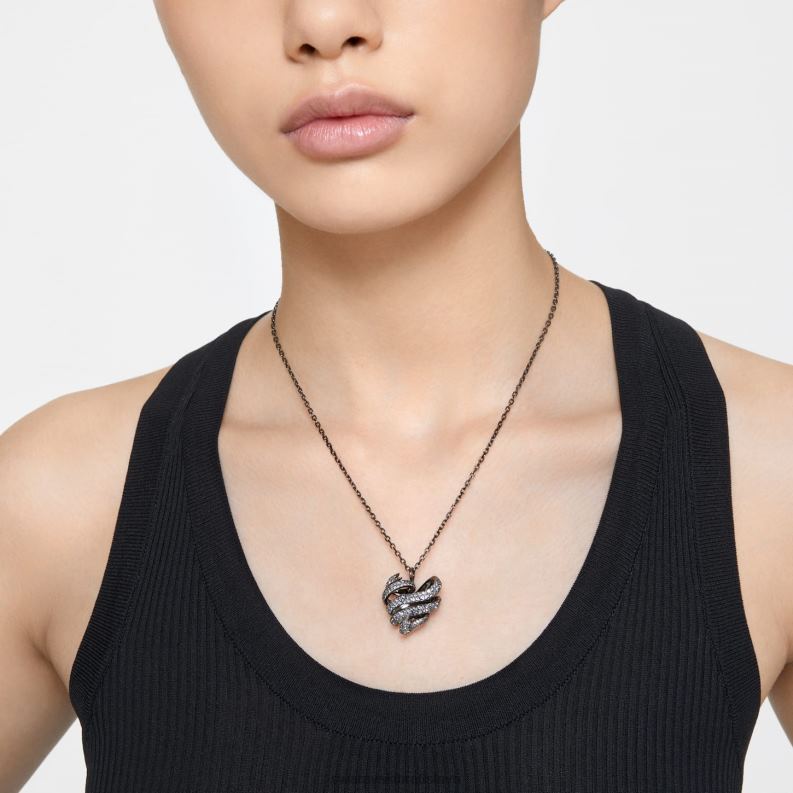 voltový prívesok srdce, čierne, potiahnuté ruténiom B8ZNT210 Swarovski šperky