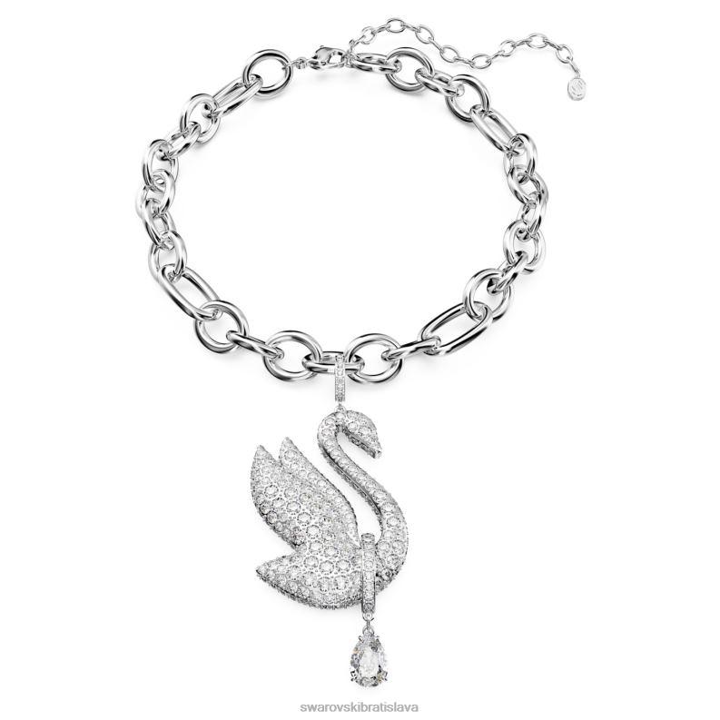 ikonický labutí choker labuť, biela, rhodiovaná B8ZNT363 Swarovski šperky