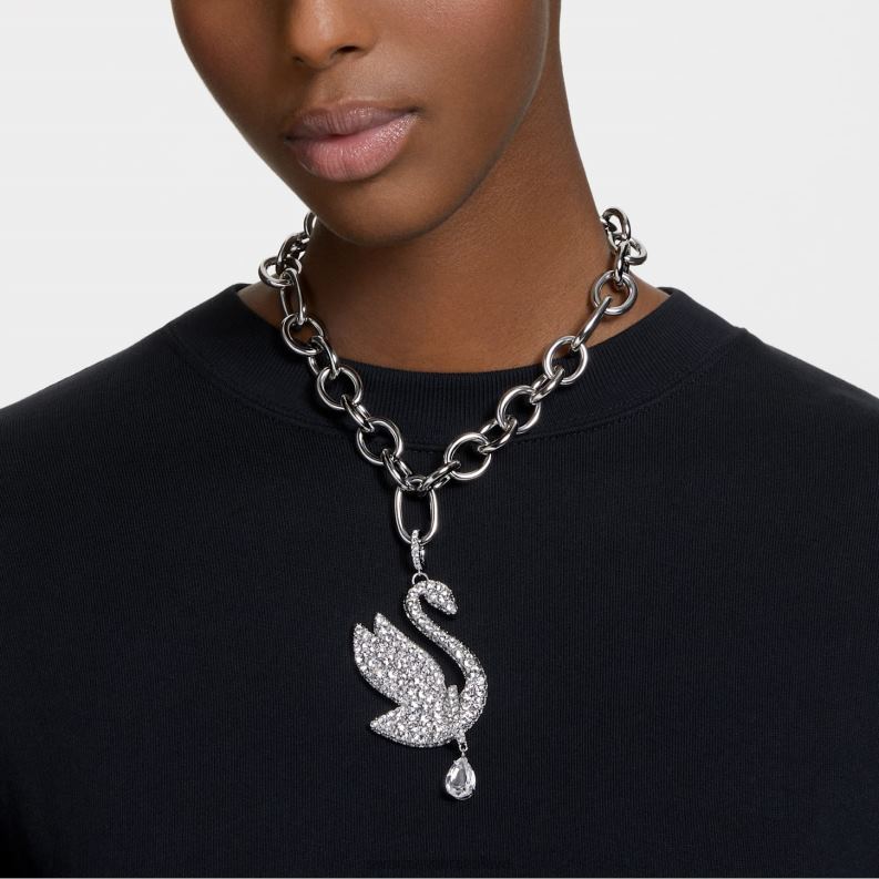 ikonický labutí choker labuť, biela, rhodiovaná B8ZNT363 Swarovski šperky