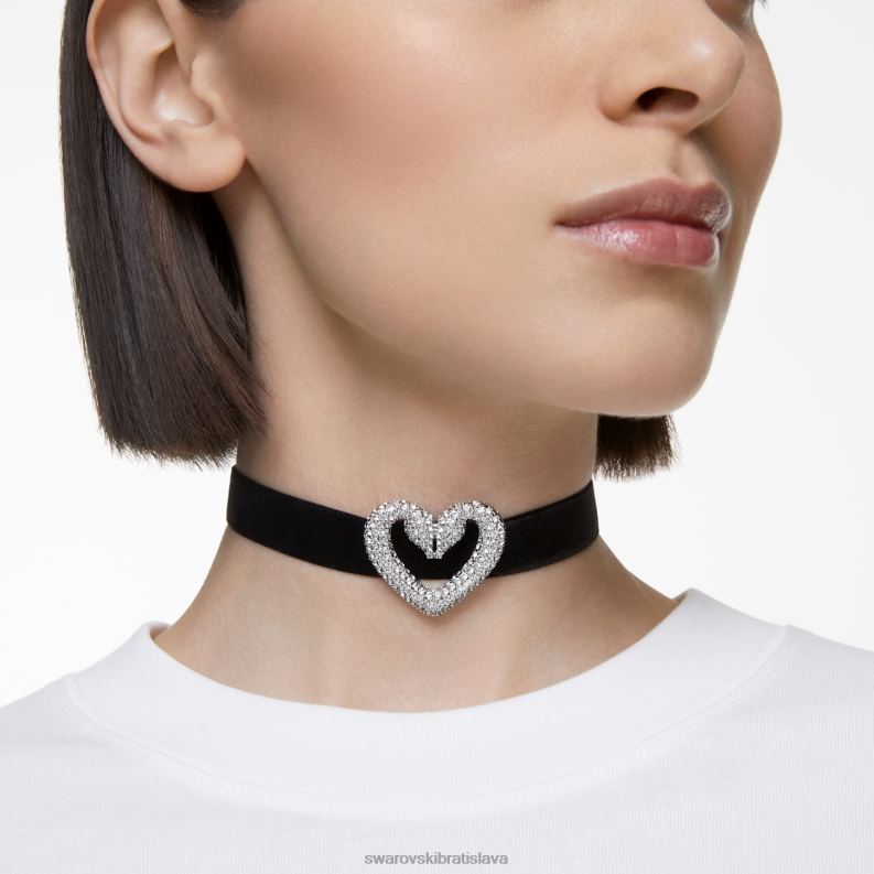 jeden choker srdce, biele, rhodiované B8ZNT354 Swarovski šperky