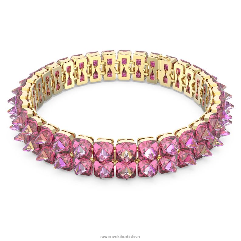 ortyxový tlmič pyramídový výbrus, ružový, pozlátený B8ZNT344 Swarovski šperky