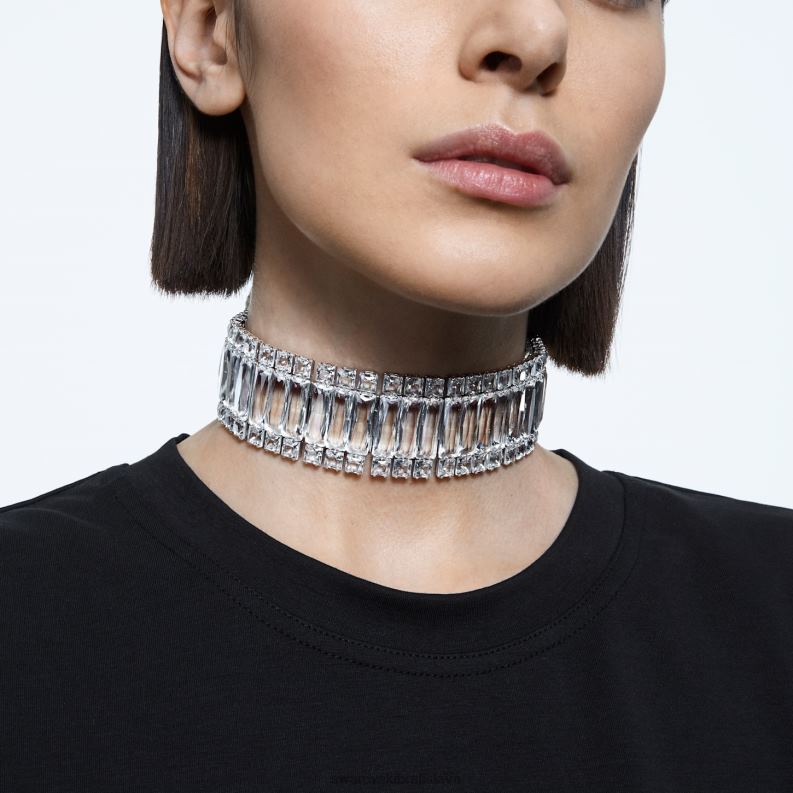 tlmivka hyperboly obdĺžnikový rez, biela, rhodiovaná B8ZNT350 Swarovski šperky