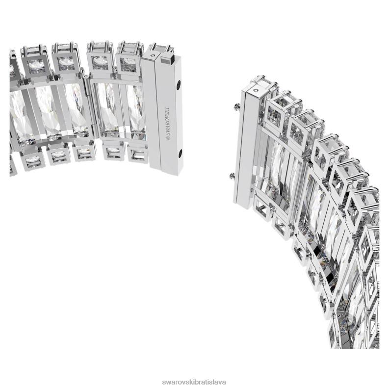 tlmivka hyperboly obdĺžnikový rez, biela, rhodiovaná B8ZNT350 Swarovski šperky