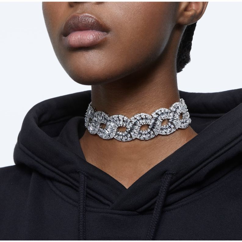 tlmivka hyperboly zmiešané strihy, vlnité, biele, rhodiované B8ZNT349 Swarovski šperky