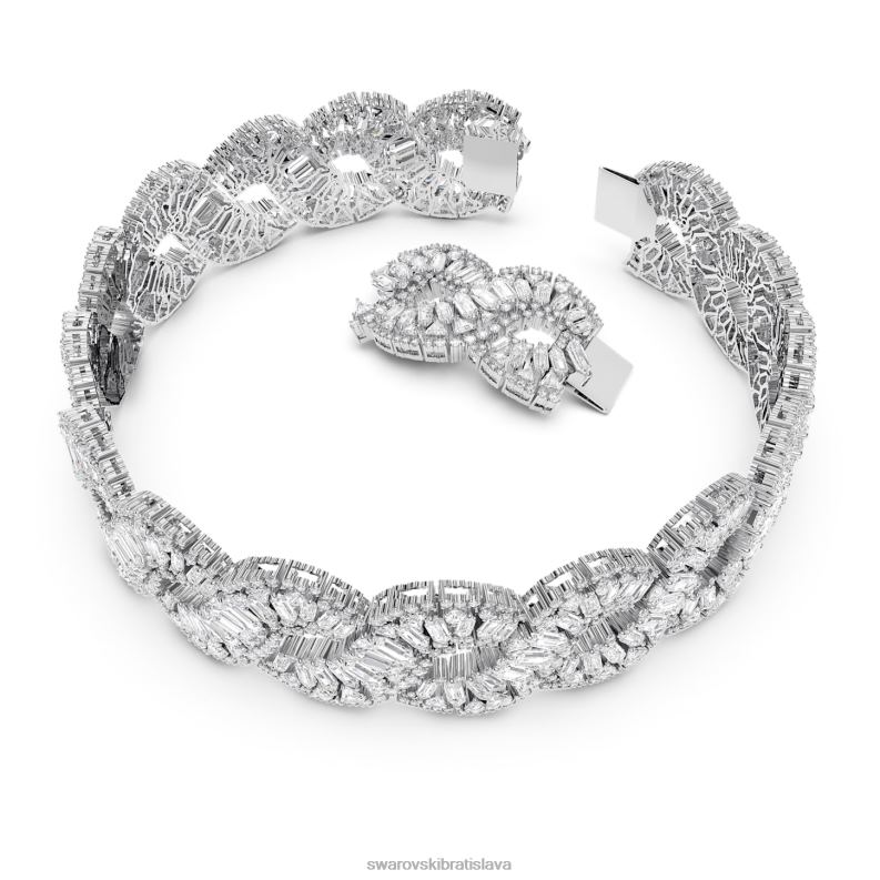 tlmivka hyperboly zmiešané strihy, vlnité, biele, rhodiované B8ZNT349 Swarovski šperky
