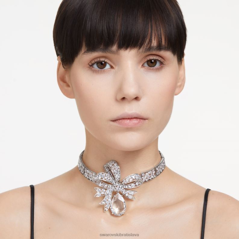 volta tlmivka mašlička, biela, rhodiovaná B8ZNT367 Swarovski šperky