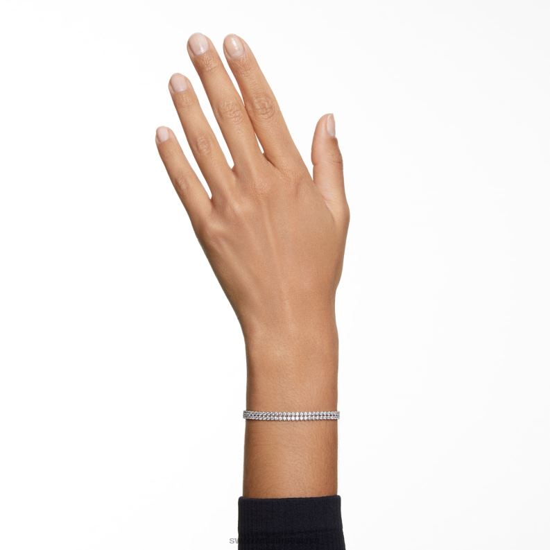 jemný náramok okrúhly výbrus, biely, rhodiovaný B8ZNT474 Swarovski šperky