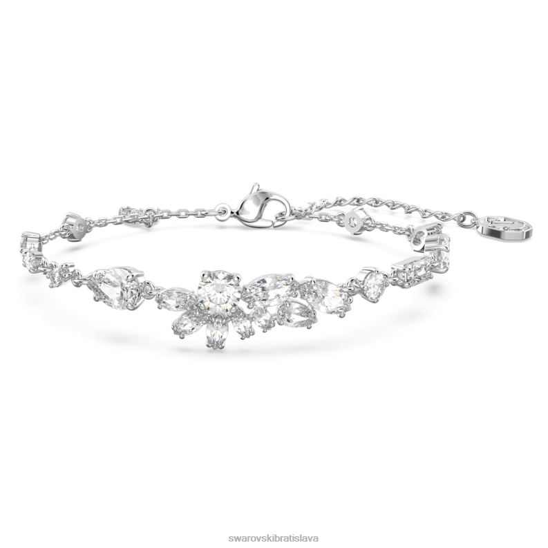 náramok gema zmiešané rezy, kvet, biela, rhodiované B8ZNT476 Swarovski šperky