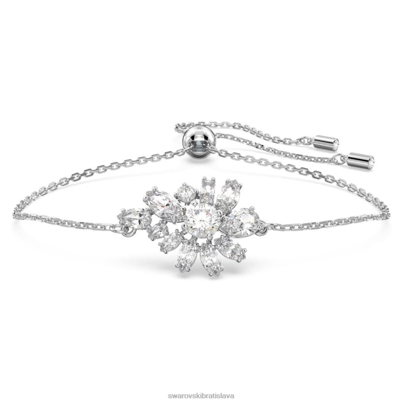 náramok gema zmiešané rezy, kvet, biela, rhodiované B8ZNT531 Swarovski šperky
