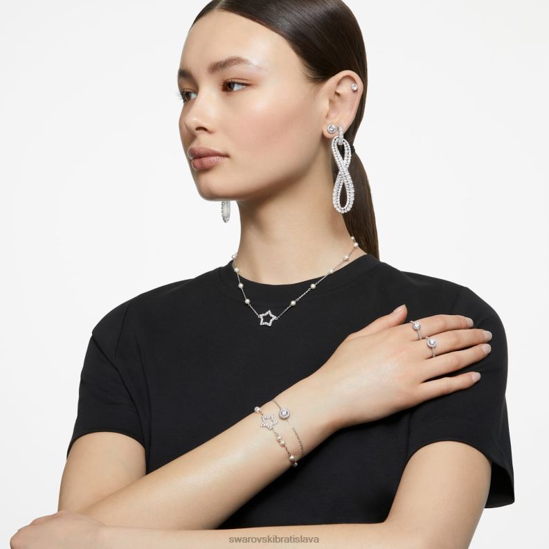 náramok súhvezdia okrúhly výbrus, biely, rhodiovaný B8ZNT488 Swarovski šperky