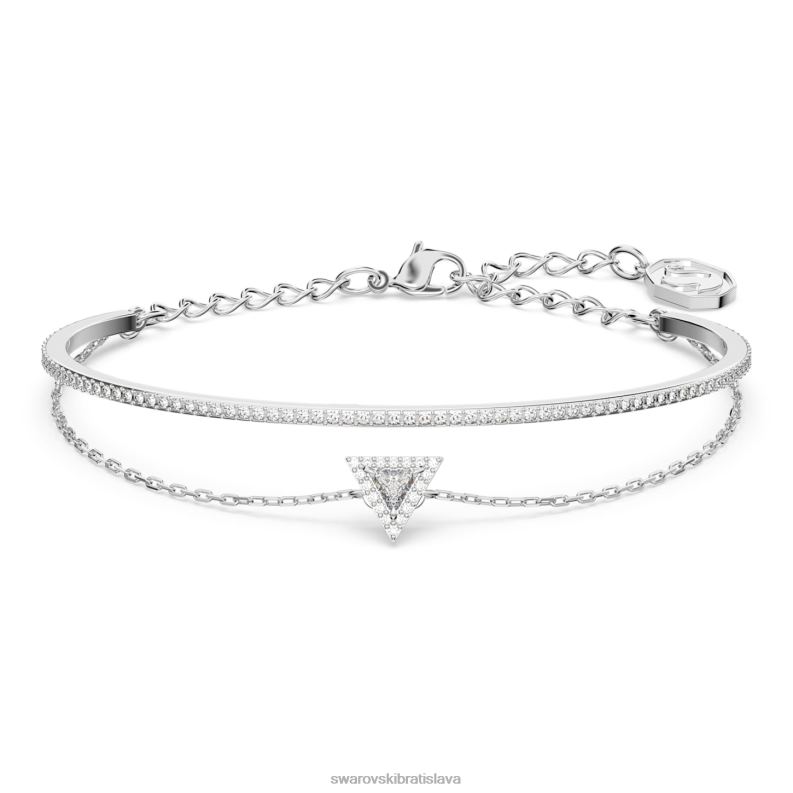 ortyxový náramok trojuholníkový rez, dlažba, biela, rhodiovaná B8ZNT487 Swarovski šperky